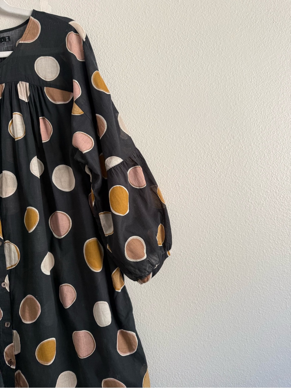 gudrun sjöden organic cotton large polka dot button down dress Sz L - Picture 4 of 8